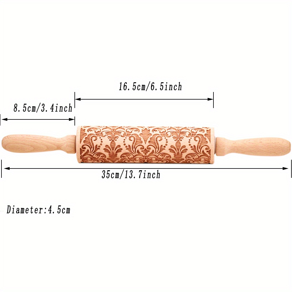 Wooden Embossed Rolling Pin With Baroque Scroll - Temu