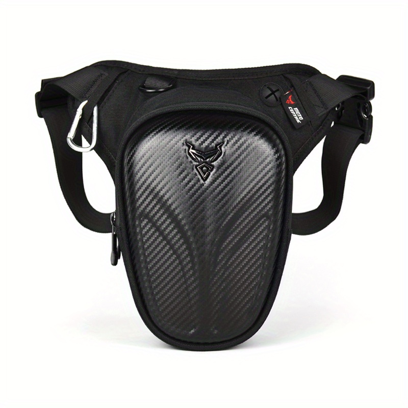 Image of Carbon Fiber Motorcycle Drop Leg Side Bag Black Motorcycle Bag Hard Shell Outdoor Casual Waist Bag Motorbike Hip Bum Pack Bags