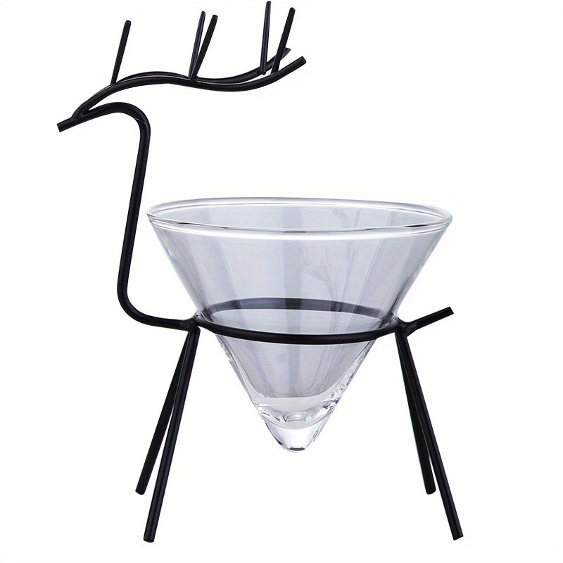 MANNYA Cocktail Glass with Iron Elk Holder Martini Wine Glass for Creative  Caviar Bowl for Restaurant Novelty Drinking Glass