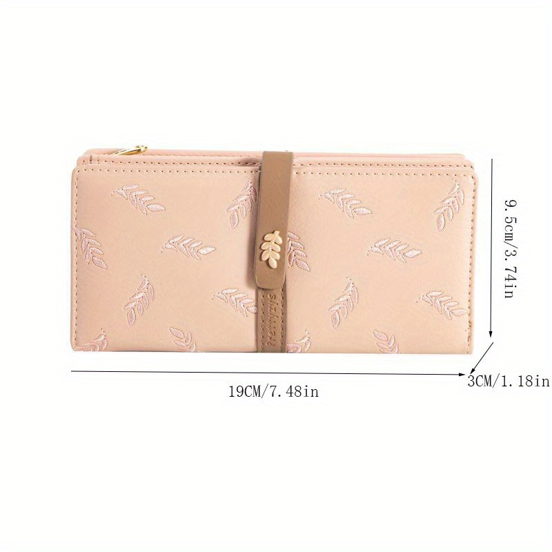 Leaves Embroidery Long Wallet, Clutch Coin Purse, Large Casual Credit Card  Case For Women - Temu