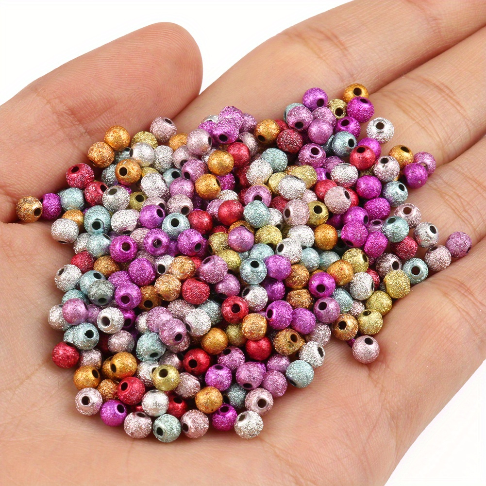 Golden Silvery Round Acrylic Beads For Jewelry Making - Temu