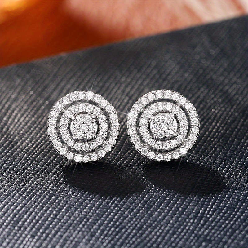 Image of Easy Round Zirconia Stud Earrings For Women's Wedding Engagement Daily Wear Fashion Earrings