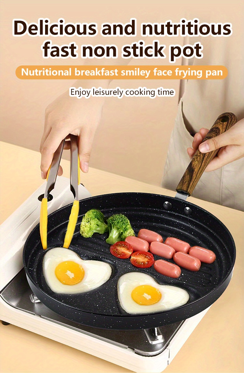 Frying Pan Egg Burger Maker Pan 3 Cups Divided Grill Frying - Temu
