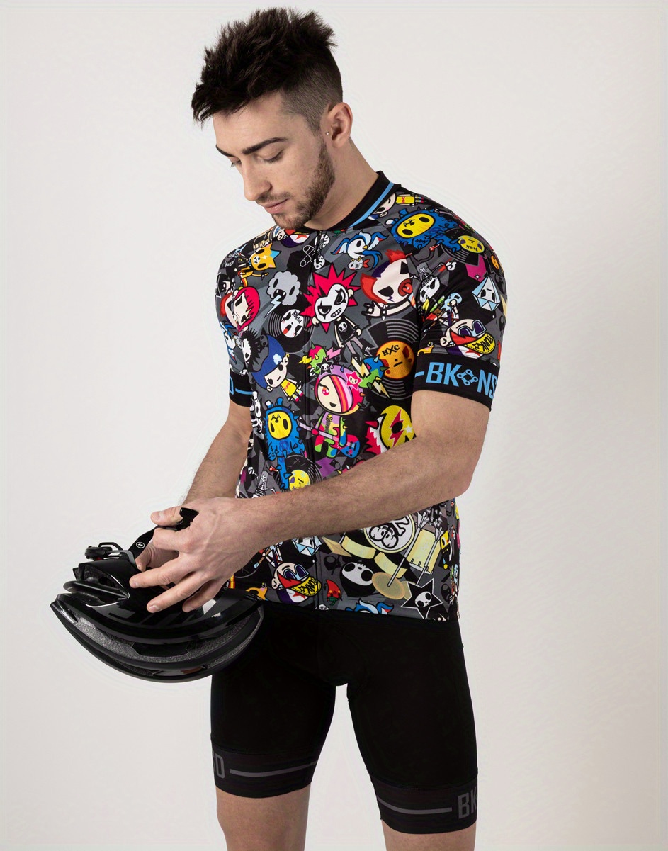 Maglia Da Ciclismo Uomo BIKINGTHINGS – Jersey Nera A Maniche Corte, Taglia L, 100% Poliestere, Look Casual