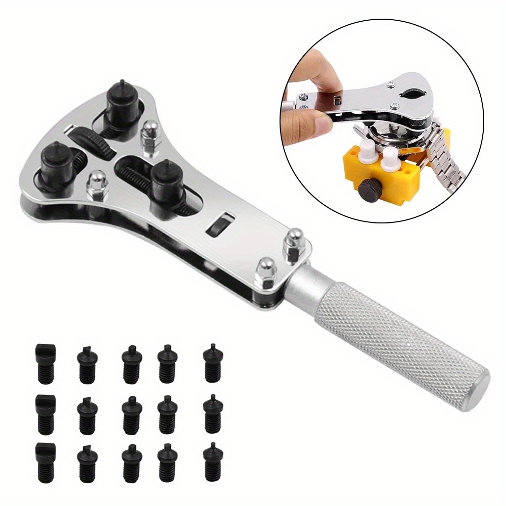 Wrist Watch Opener, Adjustable Screw Back Wrench Remover Watch Repair Tool, Watch Battery Remover Press Closer Remover Wrench, Ideal choice for Gifts details 0