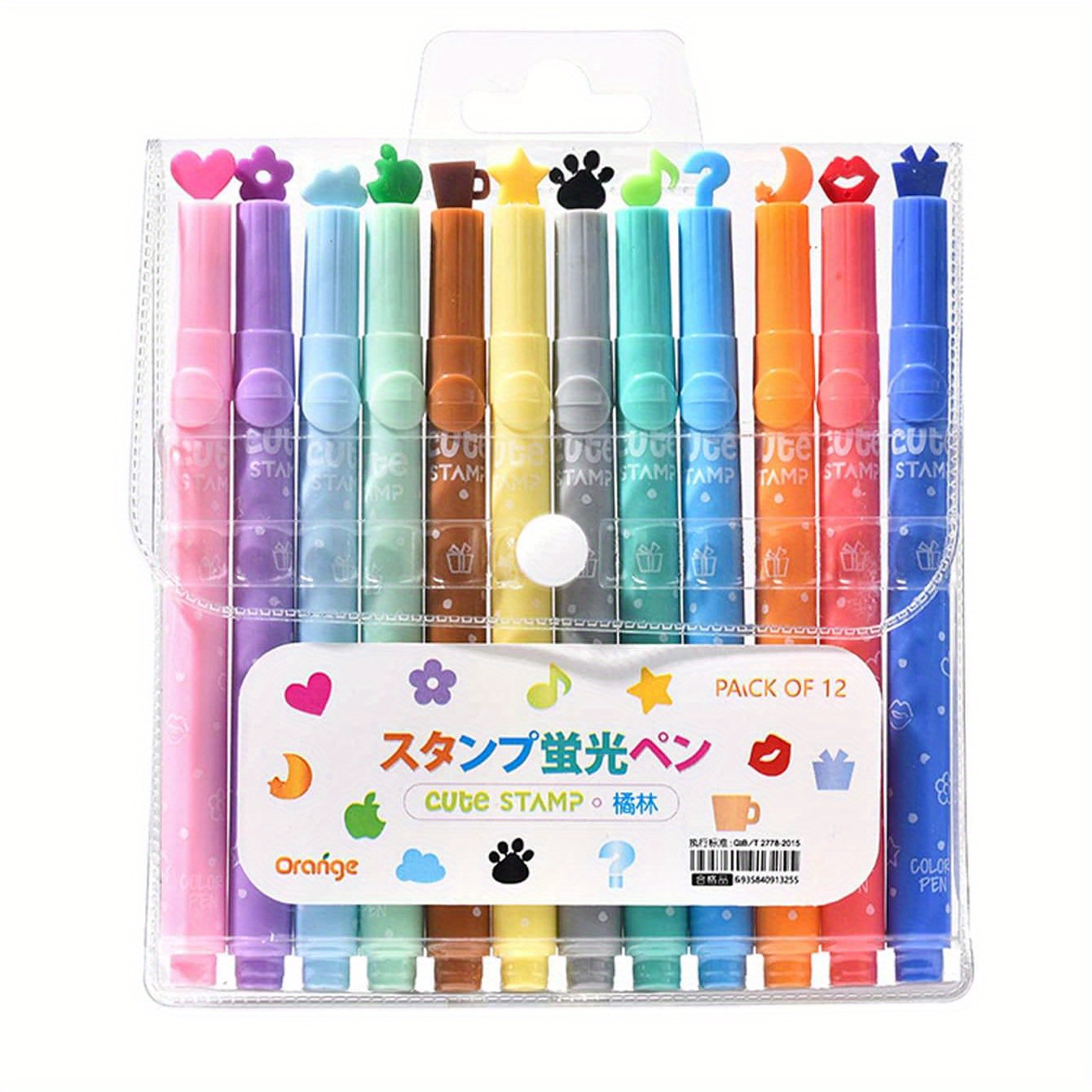 6 Pcs/lot Dual Tip Stamp Marker Pens Set Multi Color Line