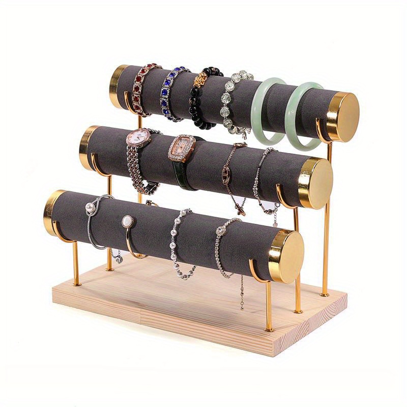 3 Tier Solid Wood Bracelet Jewelry Display Rack With Removable Bars /  Wooden Bracelet Holder Craft Show Display Trade Show Boutique / BR014 -   New Zealand