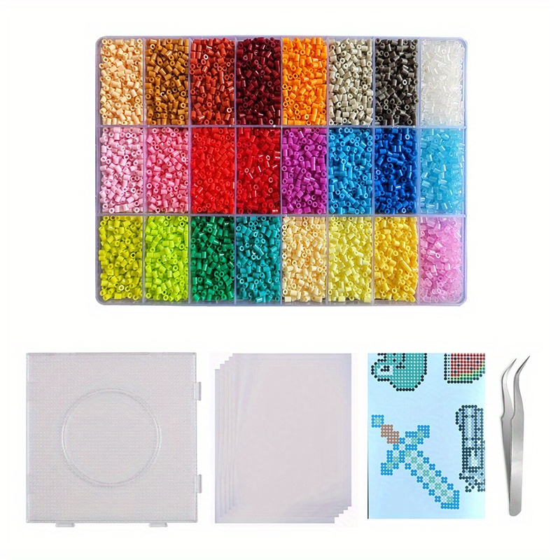 24 Colors Box Ironing Beads Toy Kit Handmade Educational 3d - Temu