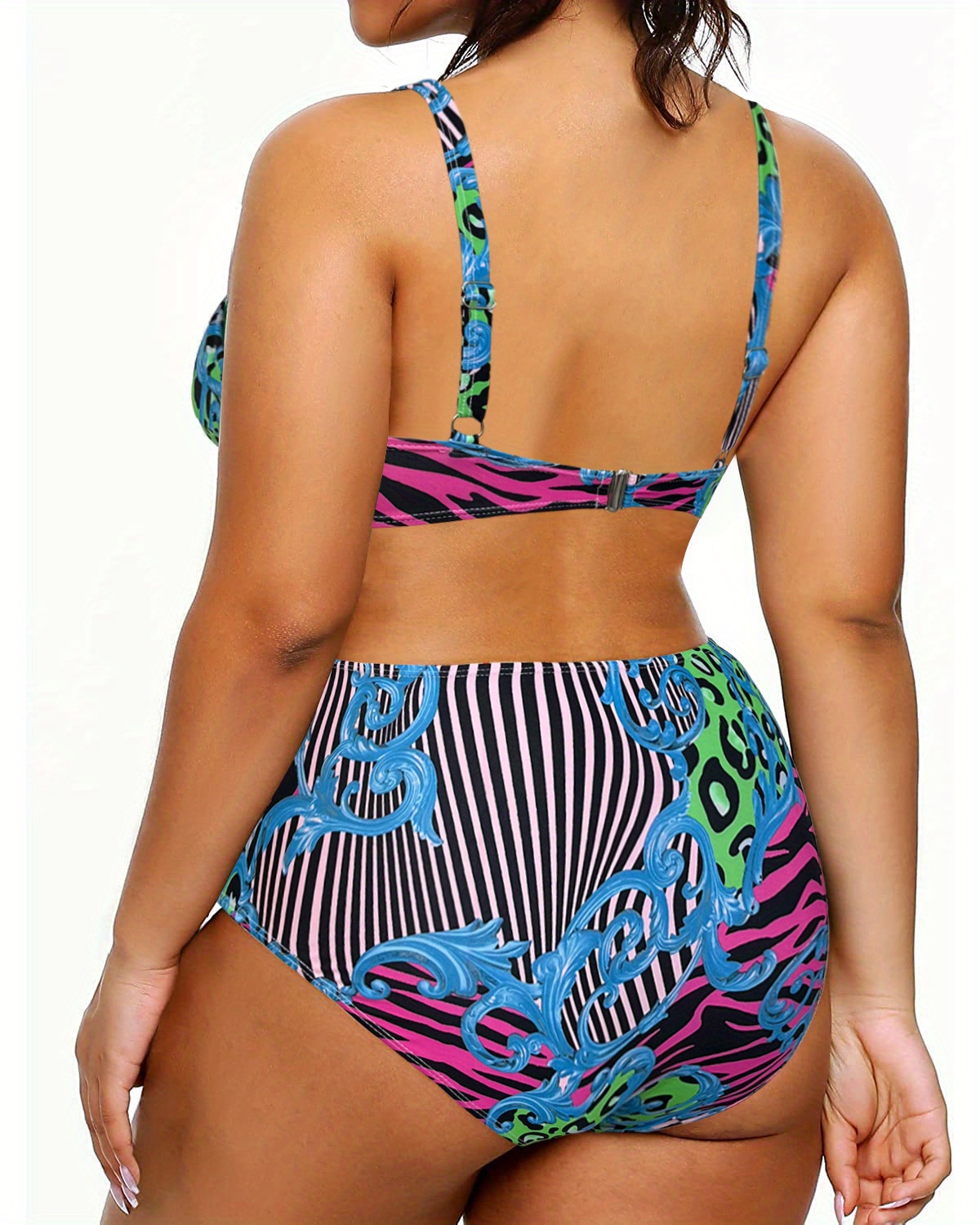 Plus Size Casual Bikini Set Womens Plus Leopard Checkered Temu