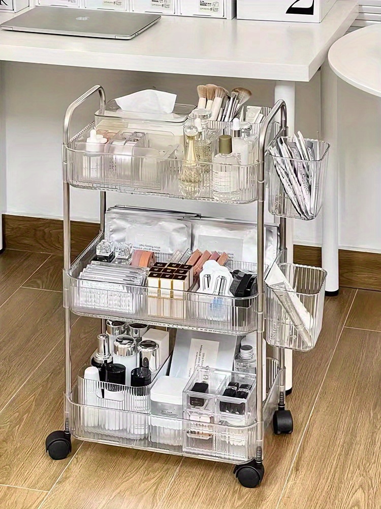 Multi tier Storage Rack With Wheels Mobile Trolley Organizer - Temu