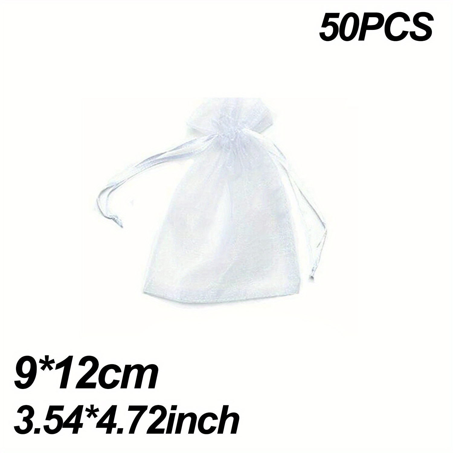 Lot De 50 Sacs Cadeaux En Organza Blanc De 13 X 18 Cm Avec Cordon De
