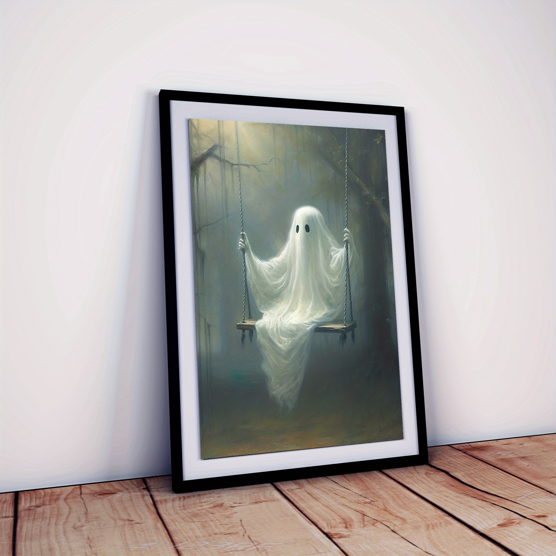 Canvas Poster Modern Art Host Poster Swing White Cloth Ghost - Temu