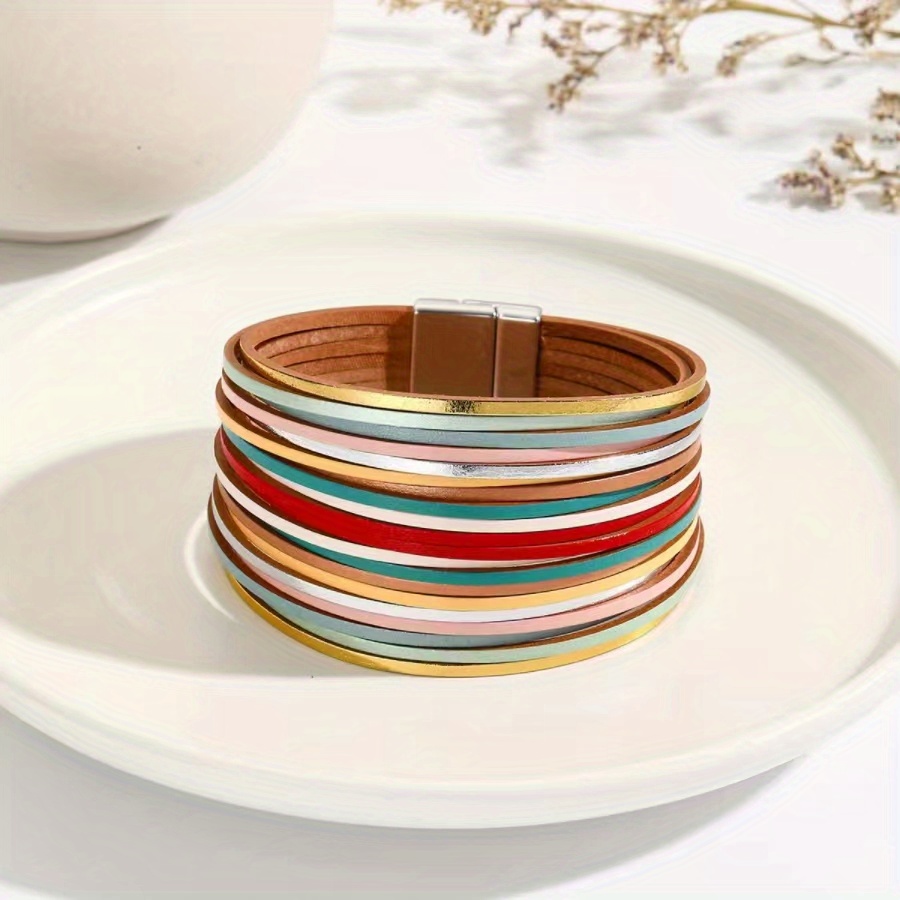 Bohemian Women's With Cuffs Genuine Leather Magnetic Clasp