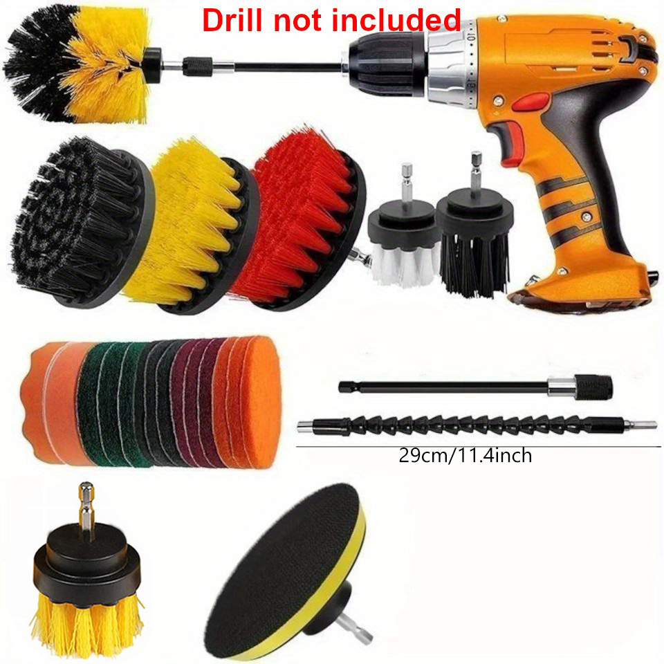 7 Pack Drill Brush Power Scrubber Set, Attachment Set All Purpose Drill  Scrub with Extend Long Attachment Power Tools Cleaning Brush for Car