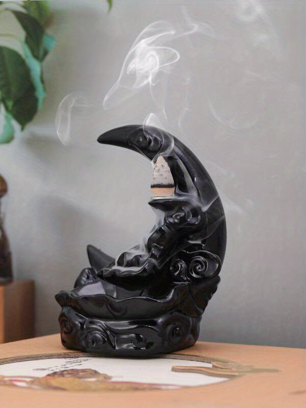 Moon Backflow Incense Holder Waterfall Incense Burner Resin - Temu