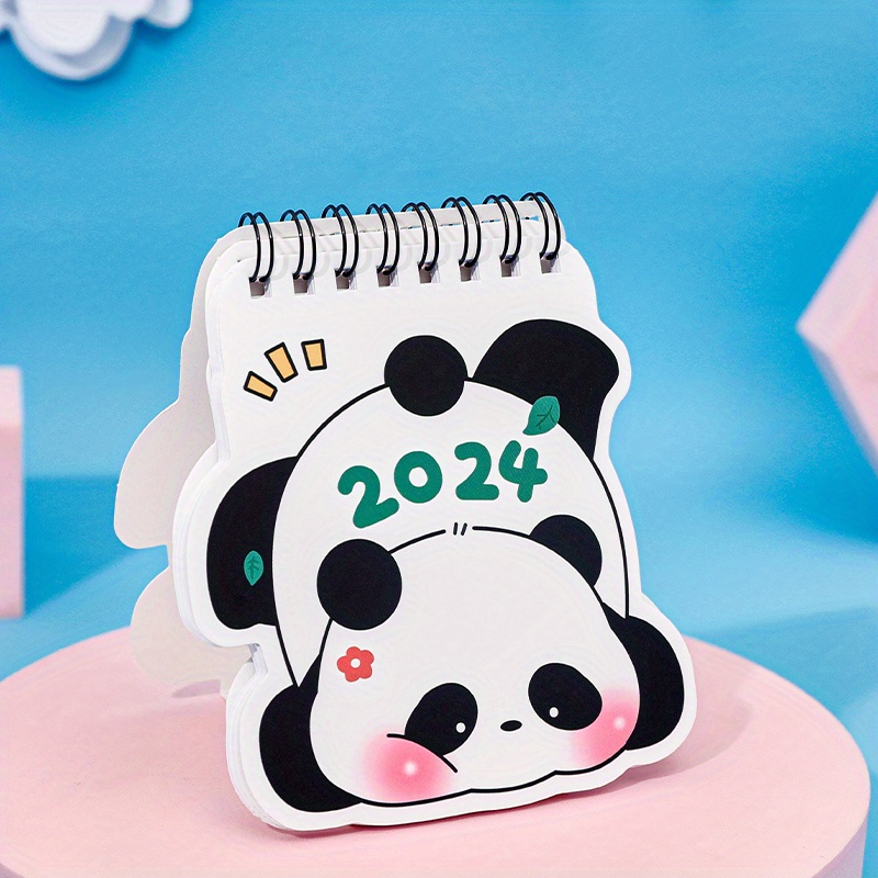 1pc 2024 Cute Cartoon Panda Series Mini Desk Calendar Writable Portable  Desktop Personal Planning Supplies