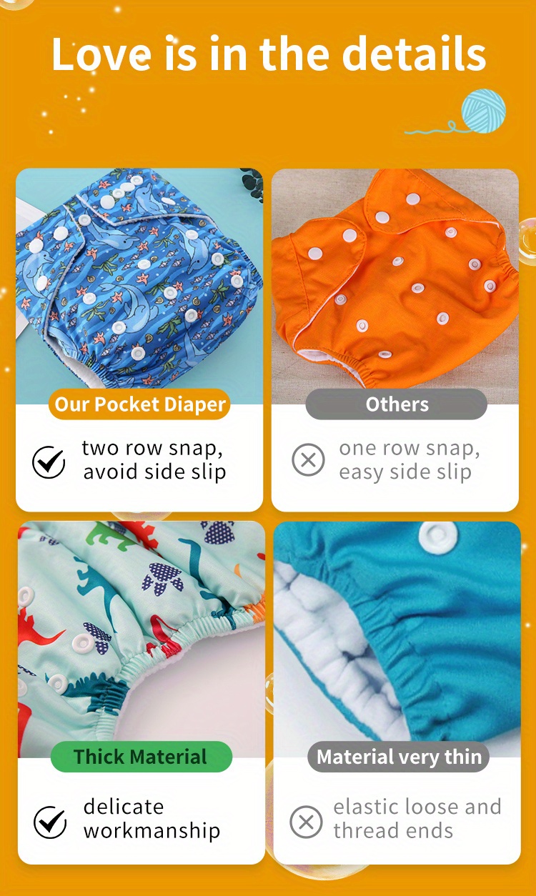 soft microfleece   cloth diapers easy to put insert   double row snap for   delicate   for   and leak protection suitable   0 3 details 1