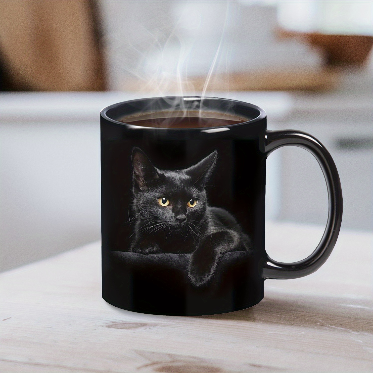 1pc Taza Café Cerámica 3d Negra Linda Halloween Gato Tazas - Temu