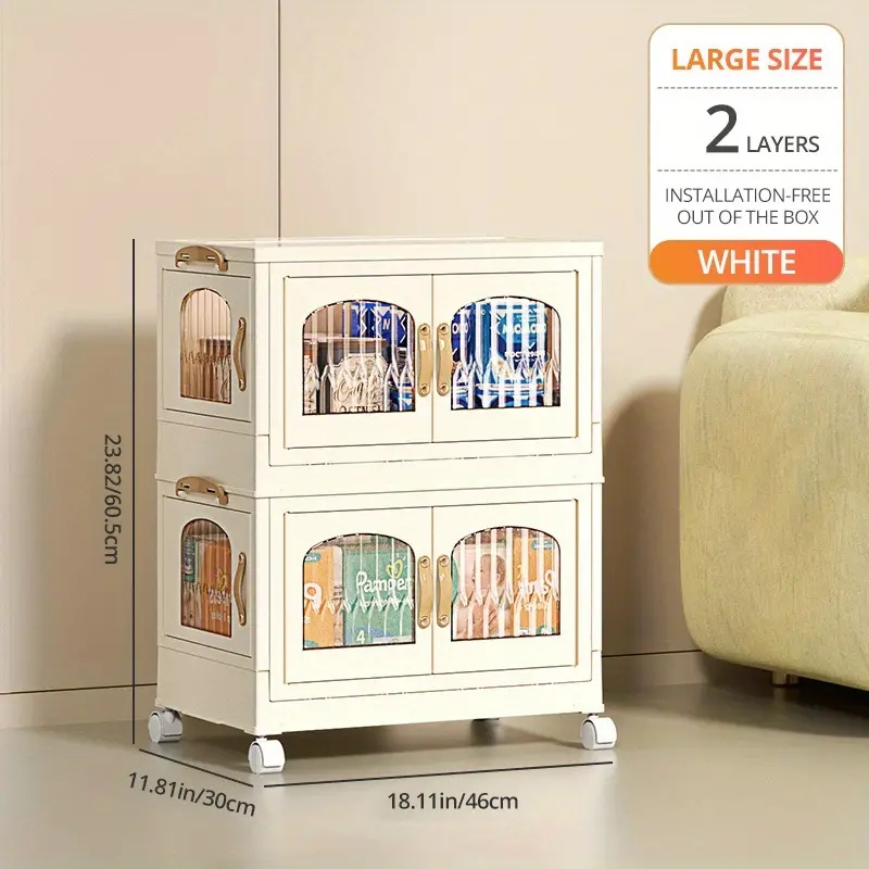 Plastic Stackable Storage Boxes Double Door Foldable Storage - Temu