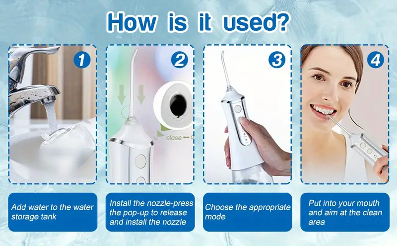 oral irrigator wireless electric interdental cleaner water flosser for teeth gums dental care 3 modes 5 replacement nozzles usb rechargeable suitable for travel details 6