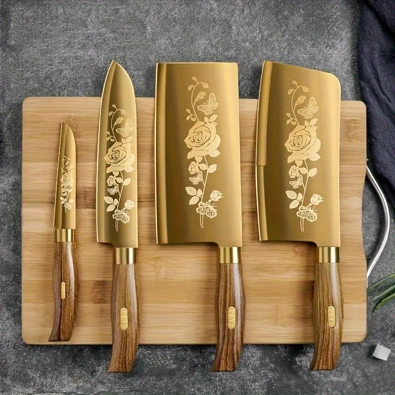 Set de cuchillos con tabla para cortar. - Tiara Express