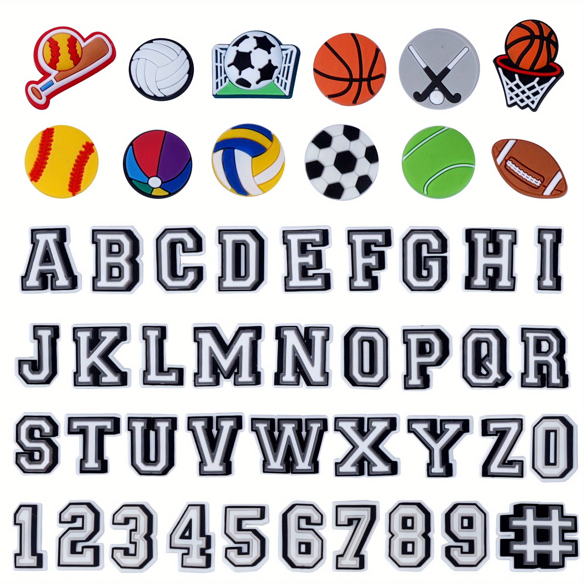 26 Pcs Letters Numbers Inspired Shoe Charms for Croc Clog Sandals , Alphabet ABC-Z Letter,Deluxe Accessories Charms for Boys Girls Teens and Adults