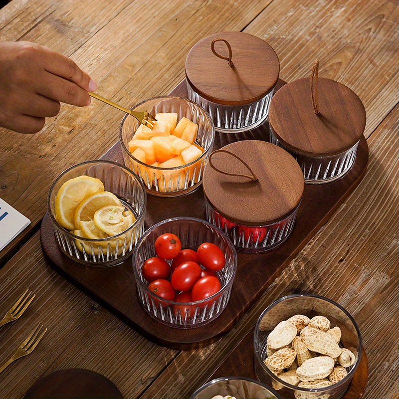 Chip And Dip Serving Set With Bamboo Tray Snack Candy Fruit - Temu