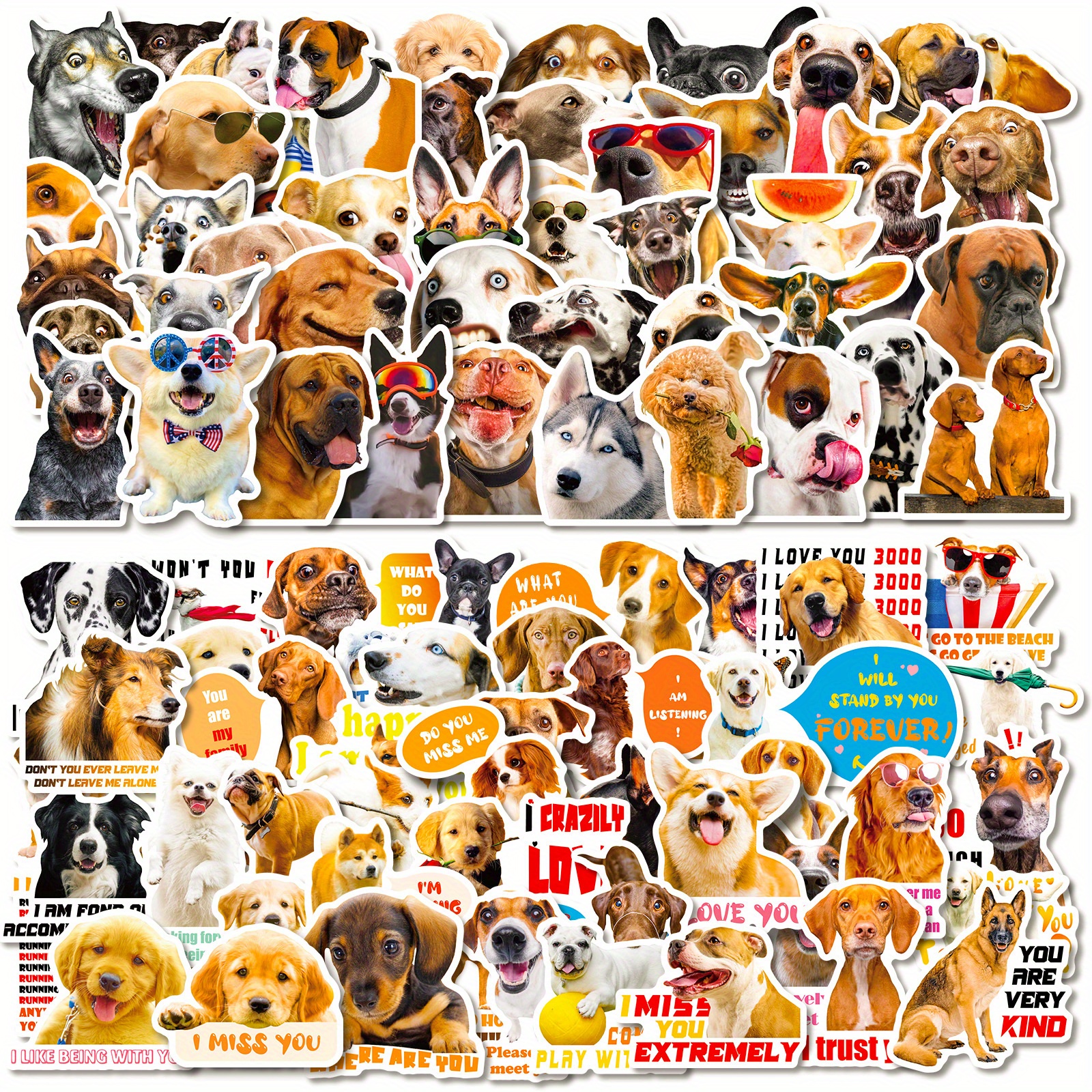 100pcs Realistic Dog Cute Puppy Realistic Dormitory Bedroom Pet Shop Glass  Stickers