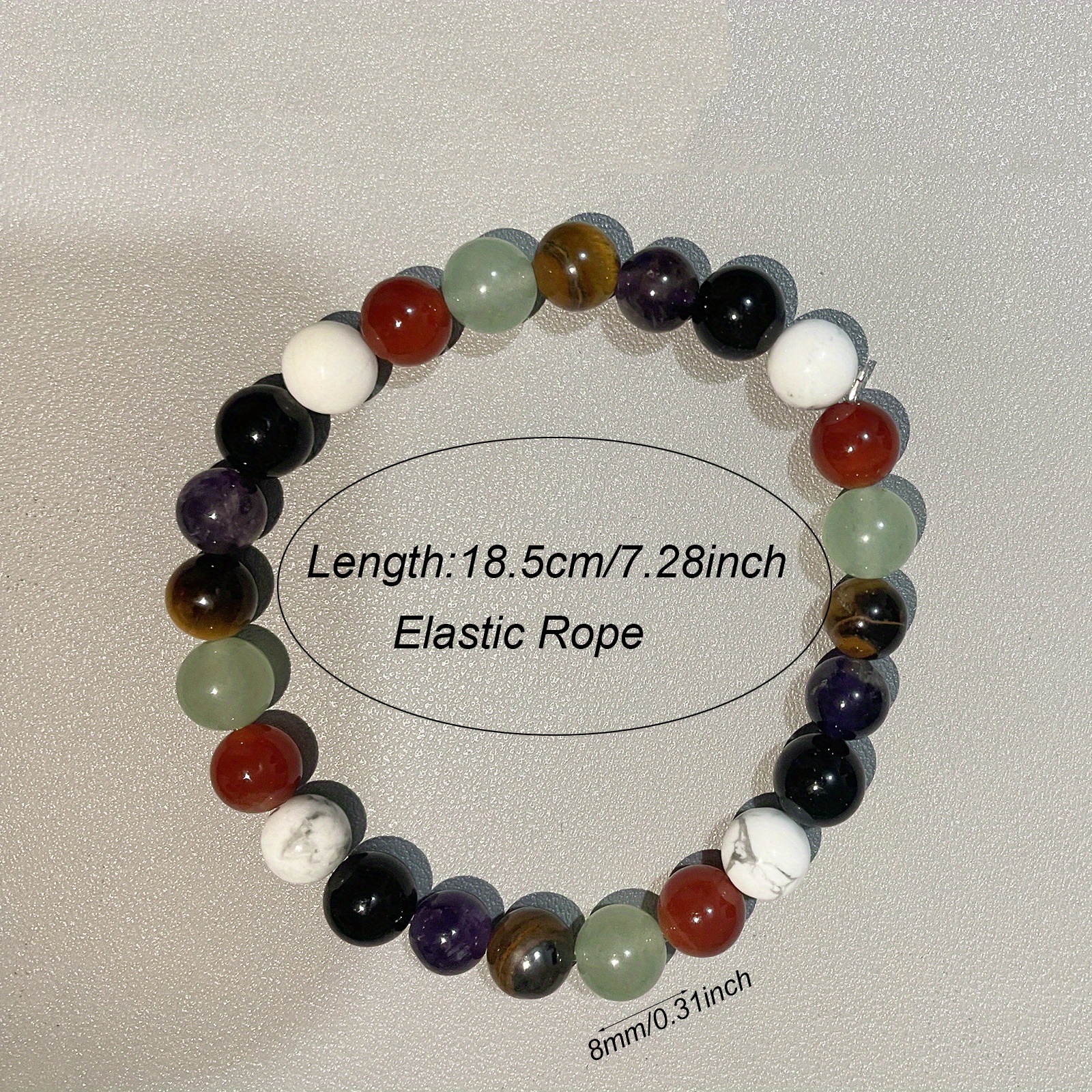 7 Chakra 8 mm Round Beads Bracelet