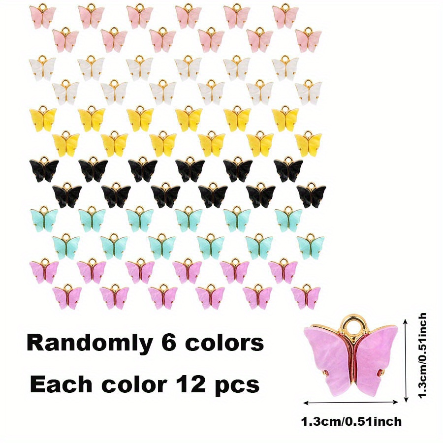 Image of 72pcs Cute Random Color Alloy Acrylic Shaped Bracelet Necklace Keychain Earring Phone Chain Pendant Party Accessories Bead String Set