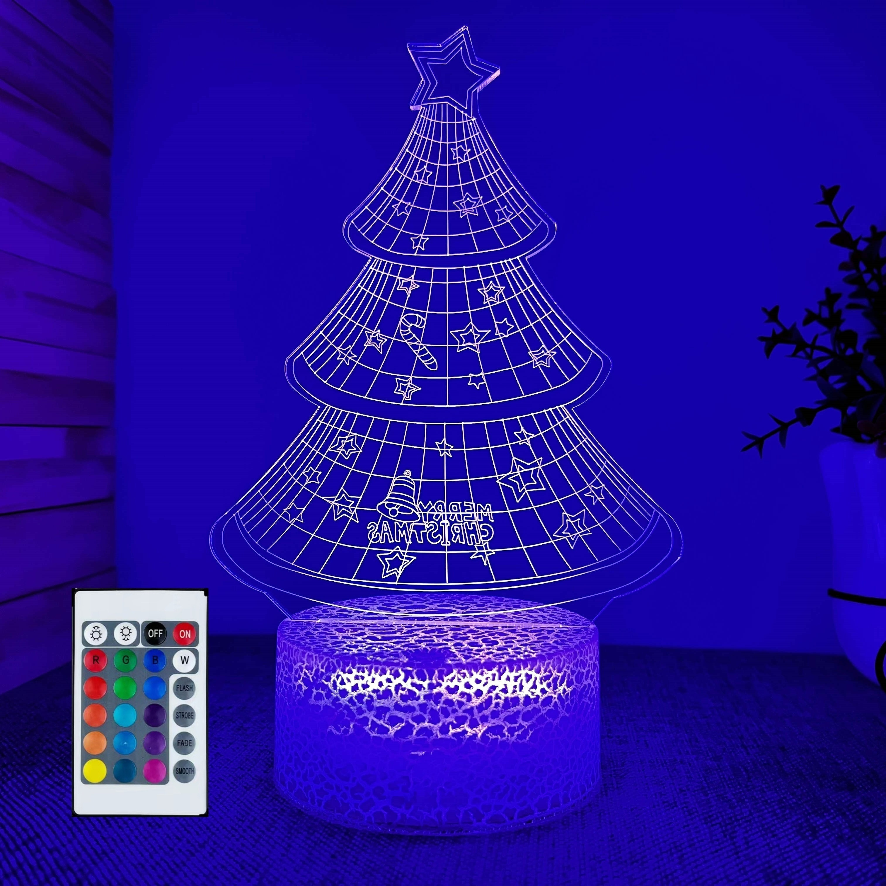 3d Christmas Tree Night Light, With Touch & Remote Control, 16-color  Changing Ambient Light, For Bedroom, Nursery, Living Room, Luminous Gift  For Women, Teens, Boys, Girls Perfect For Birthdays And Holidays 