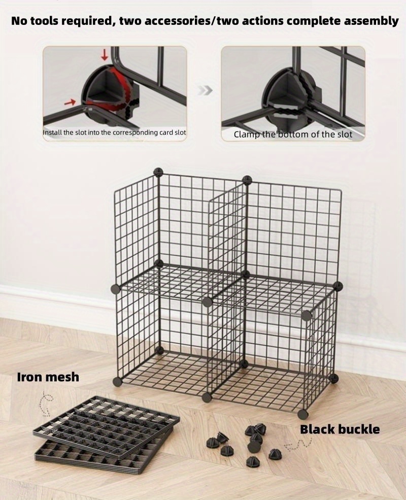 Freely Assembled Iron Mesh Pet Cage Accessories Storage Rack Temu