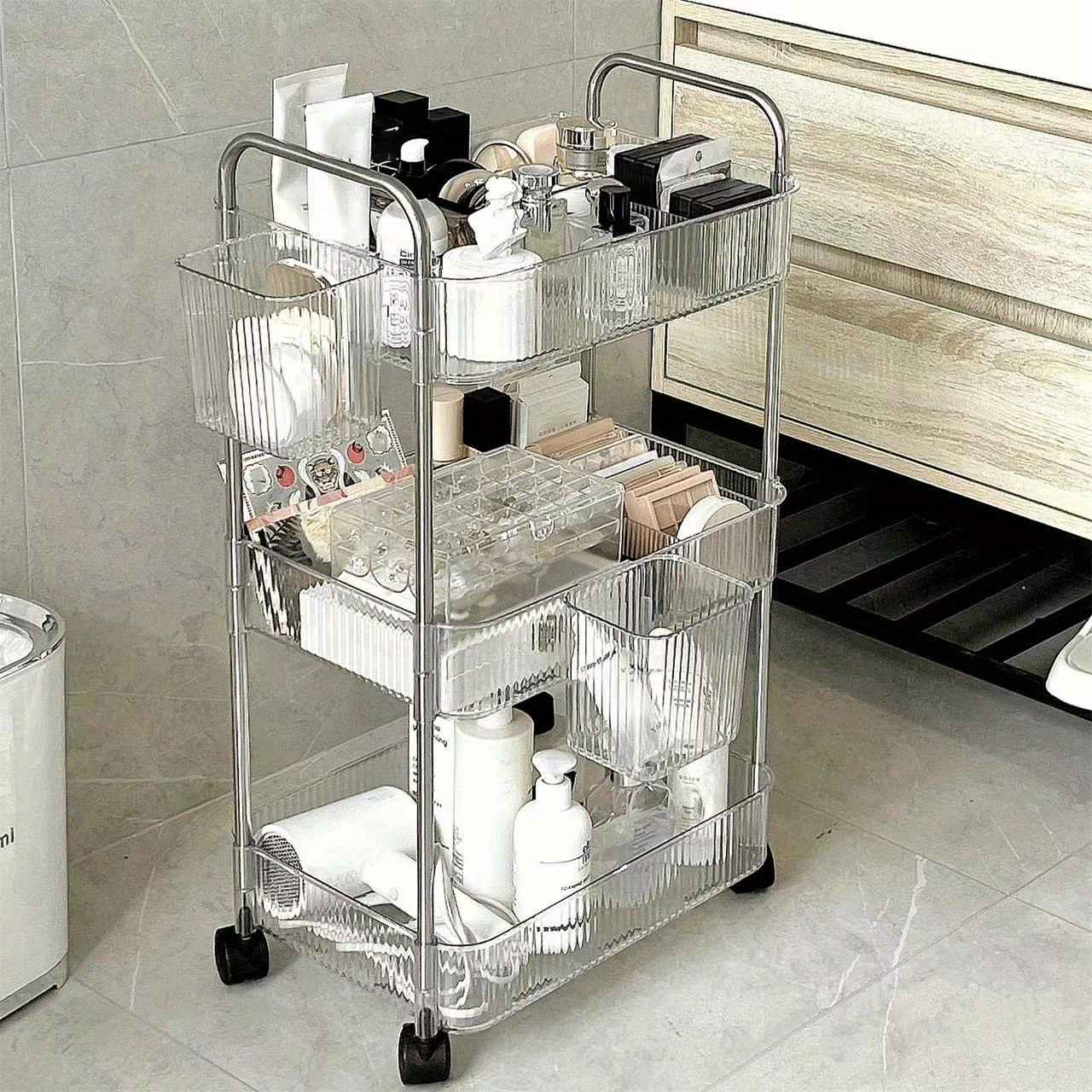 Honrane Multi Layers Crevice Storage Cabinet Rolling Cart, 1 Set Clear Bathroom  Organizer Cart, Storage Shelf, Large Capacity Moveable Laundry Room,  Kitchen Organization Rack 