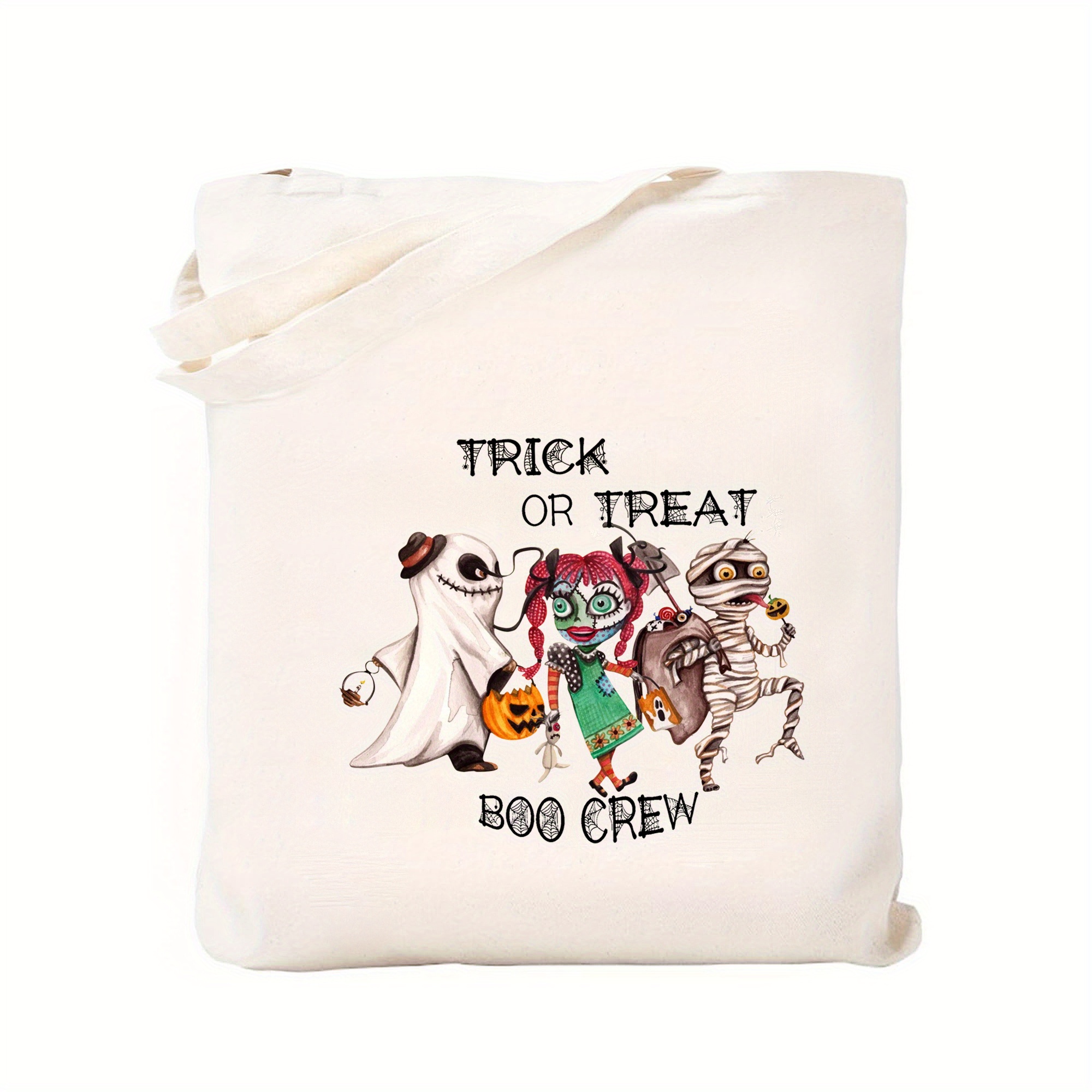 1pc Cartoon Halloween Printed Canvas Shopping Bag