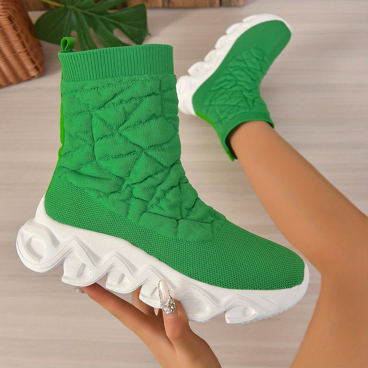 Neon green sock shop boots