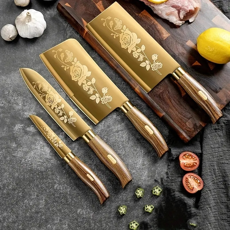 Set cuchillos para cocina con tabla 4 pzas