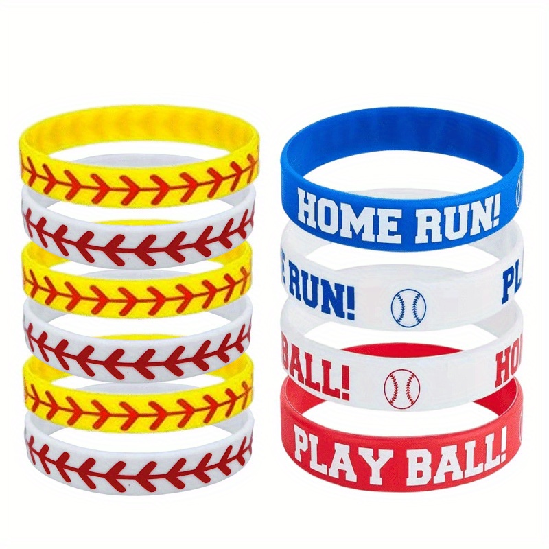  Baseball Silicone Rubber Bracelets Baseball Wristbands