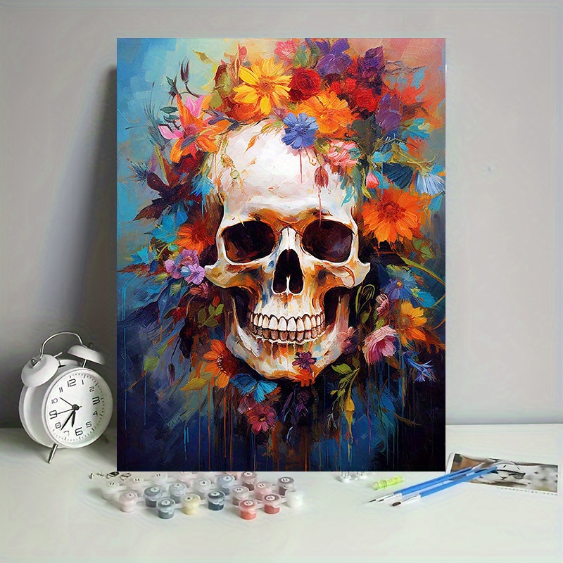 Skull Flowers Acrylic Painting Set Suitable Beginners - Temu