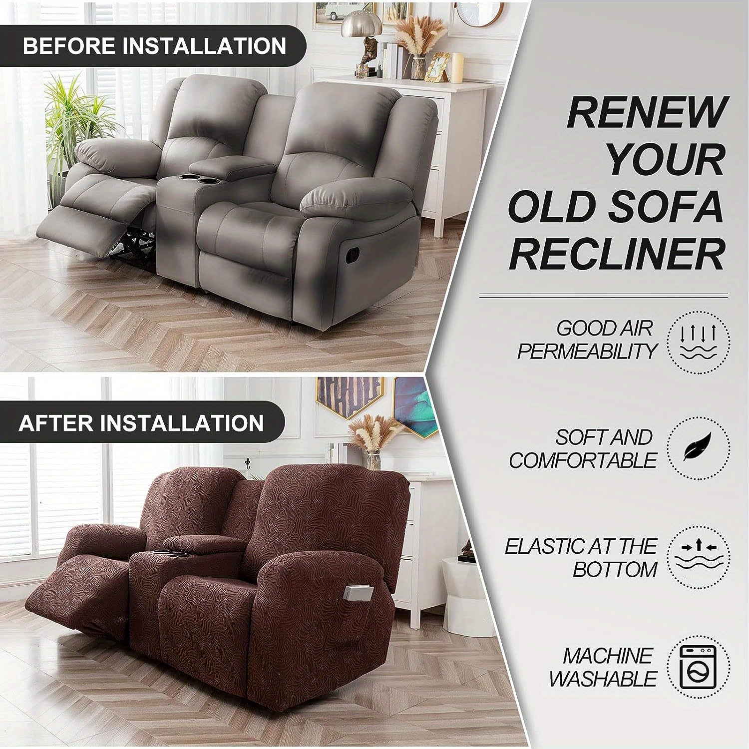 Recliner Console Sofa Covers Stretch Couch - Temu