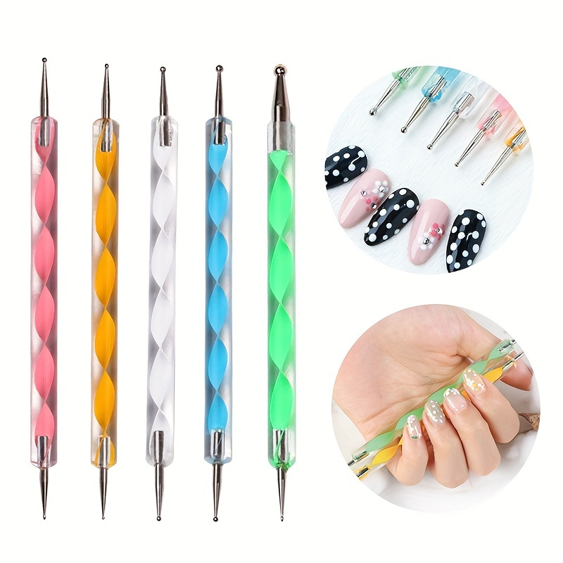  5 pc 2 Way Dotting Pen Tool Nail Art Tip Dot Paint Manicure kit  (5PC) : Beauty & Personal Care