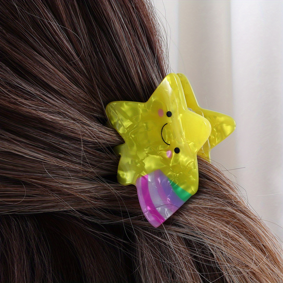 Acrylic Star Rainbow Hair Claw Clip For