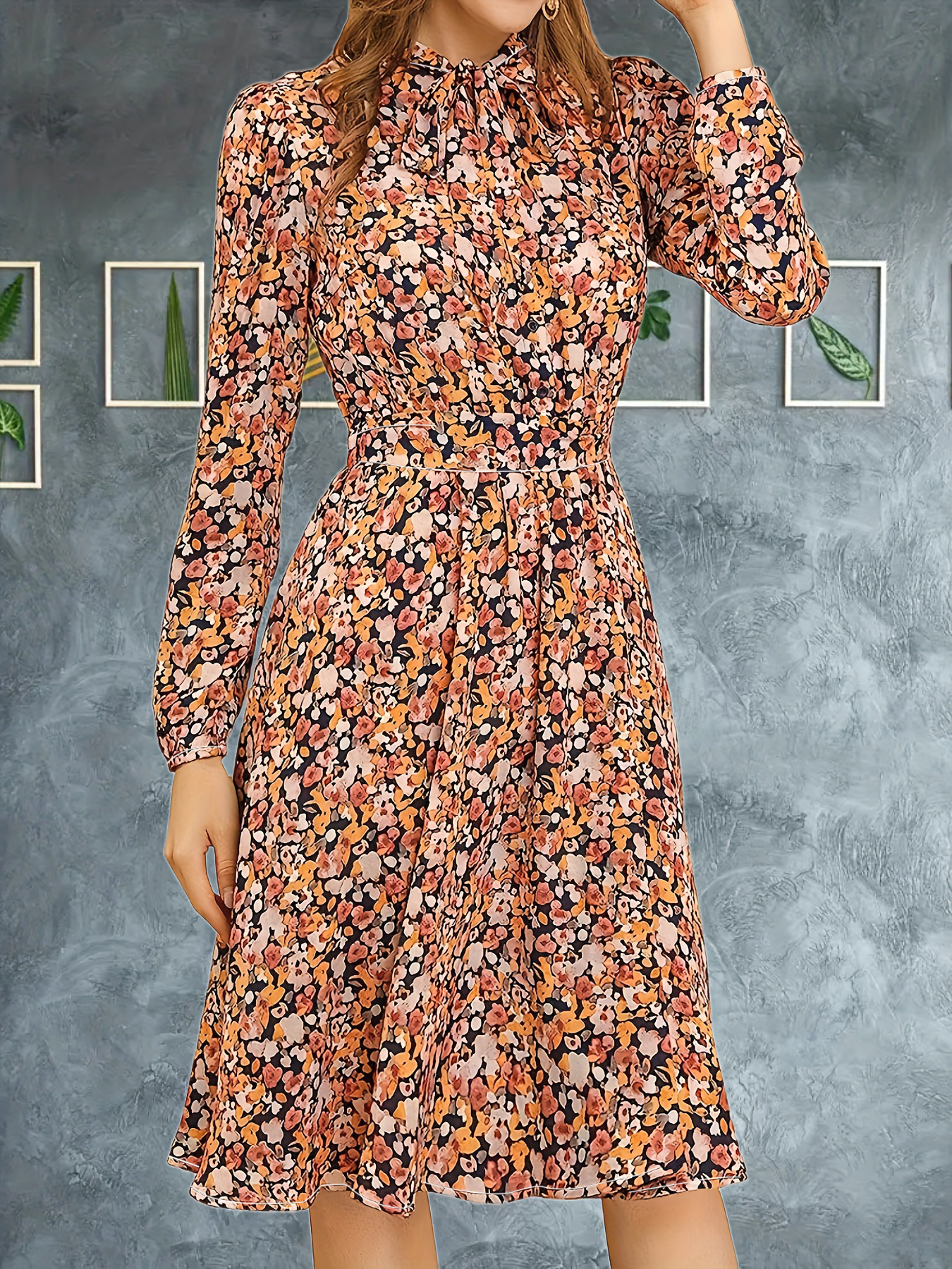 BEAUDRM Women's Floral Mini Dress - Boho Puff Sleeve, Square Neck, Tie Front A-Line Summer Dress