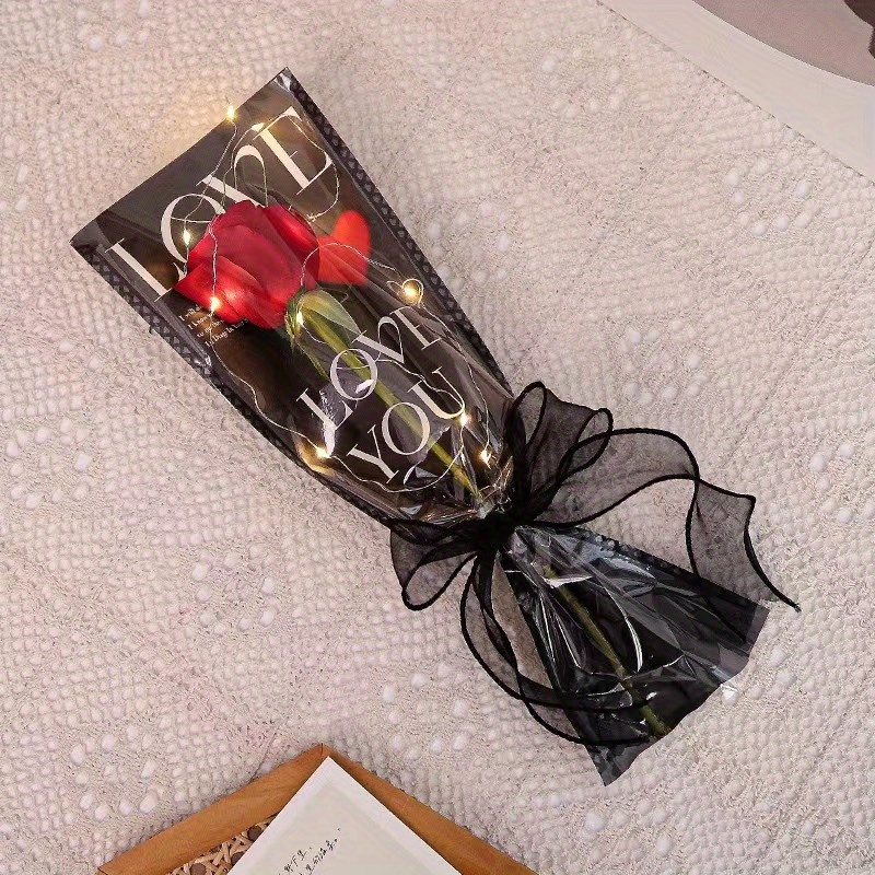 LOVE Single Rose Sleeves Transparent Flower Bags