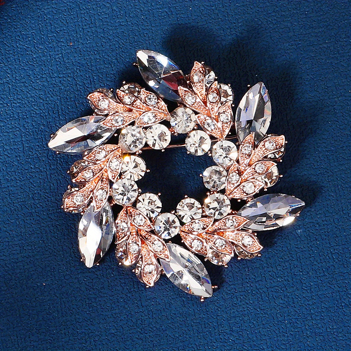 Flower Wreath Shape Brooch Pin Luxury Rhinestone Design - Temu