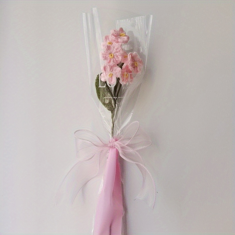  KLVEU 100 PCS Single Rose Sleeve Bouquet Bags for