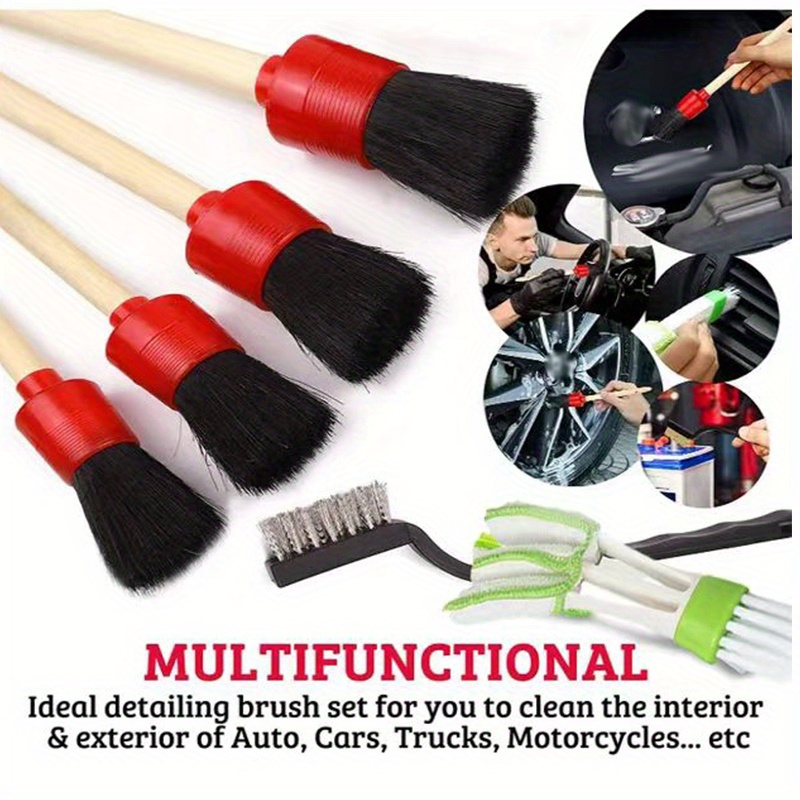 Car Detailing Brushes Set Cleaning Wheels Engine Emblems Air - Temu