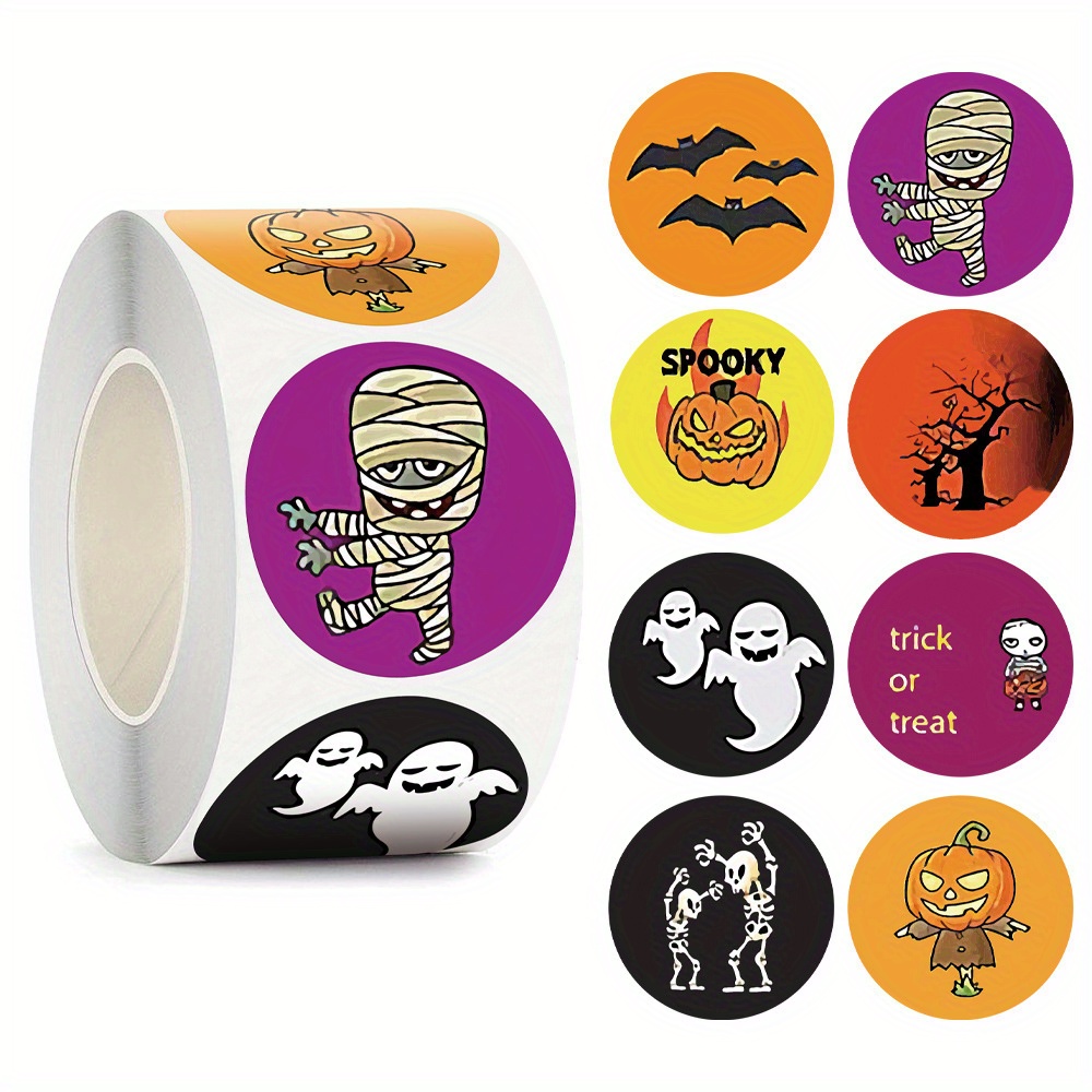 1roll 500pcs Gracias Feliz Halloween Etiqueta De Decoración - Temu Mexico