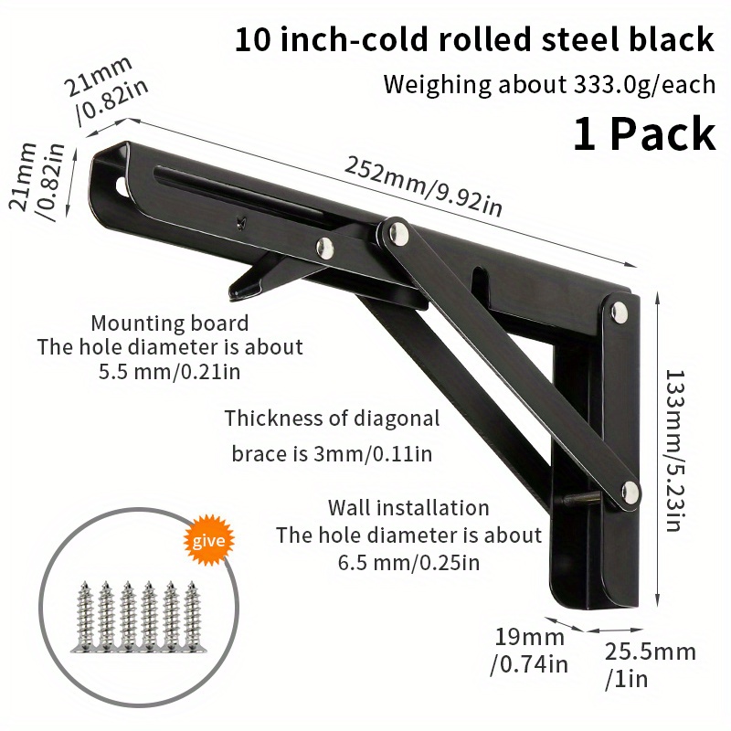 Heavy Duty Folding Shelf Brackets 8 10 12 Wall Mounted Bench - Temu