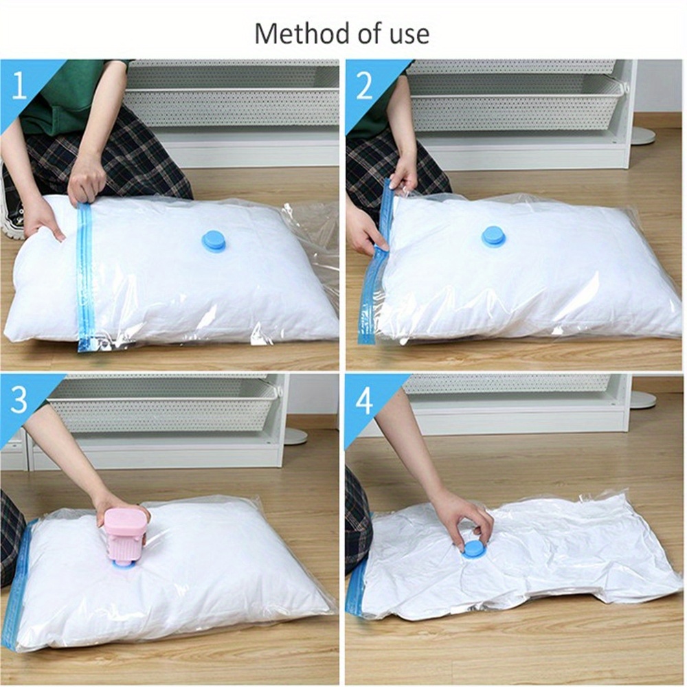 4pcs clear vacuum compression storage bags sealed moving bags for clothes blankets shirts household space saving organizer for dorm closet wardrobe bedroom bathroom travel accessories   details 2