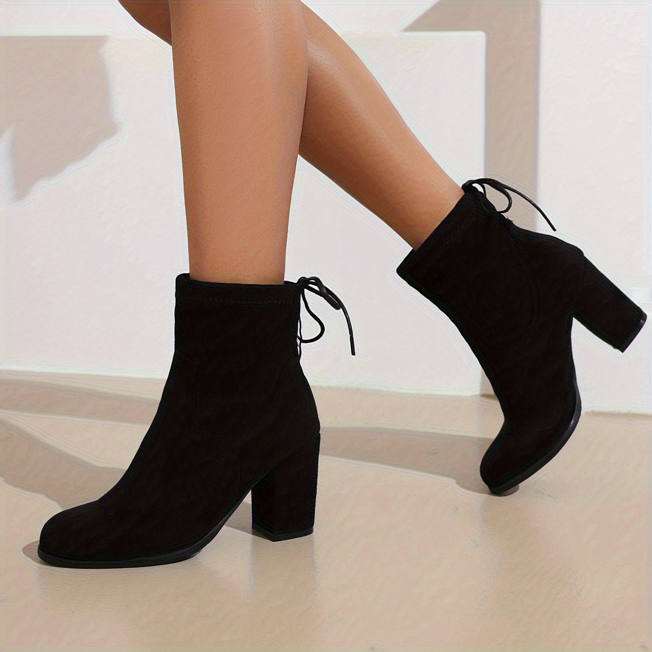 Women'* Color Chunky Heel Boots, Fashion Lace Up Dress Boots, Stylish Ankle  Boots, Comfortable Occasion